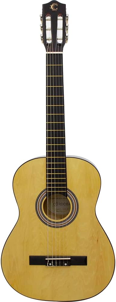 Violão clássico Cordoba CG-100 frente com tampo madeira clara, cordas de nylon e verniz brilhante