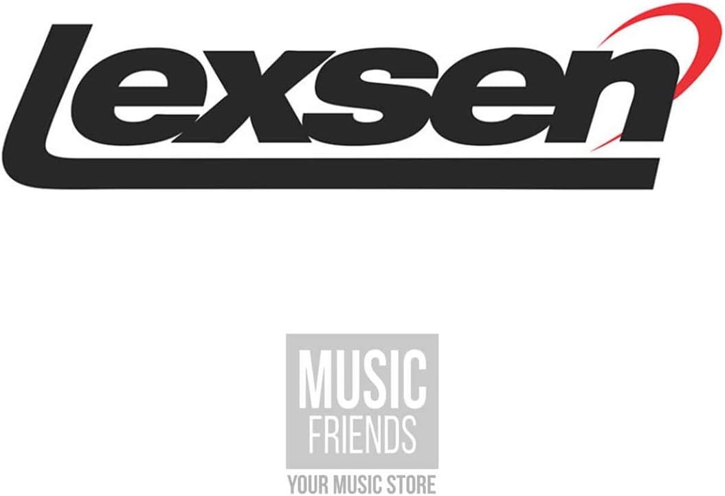 Logotipo Lexsen preto com detalhes vermelhos em fundo branco