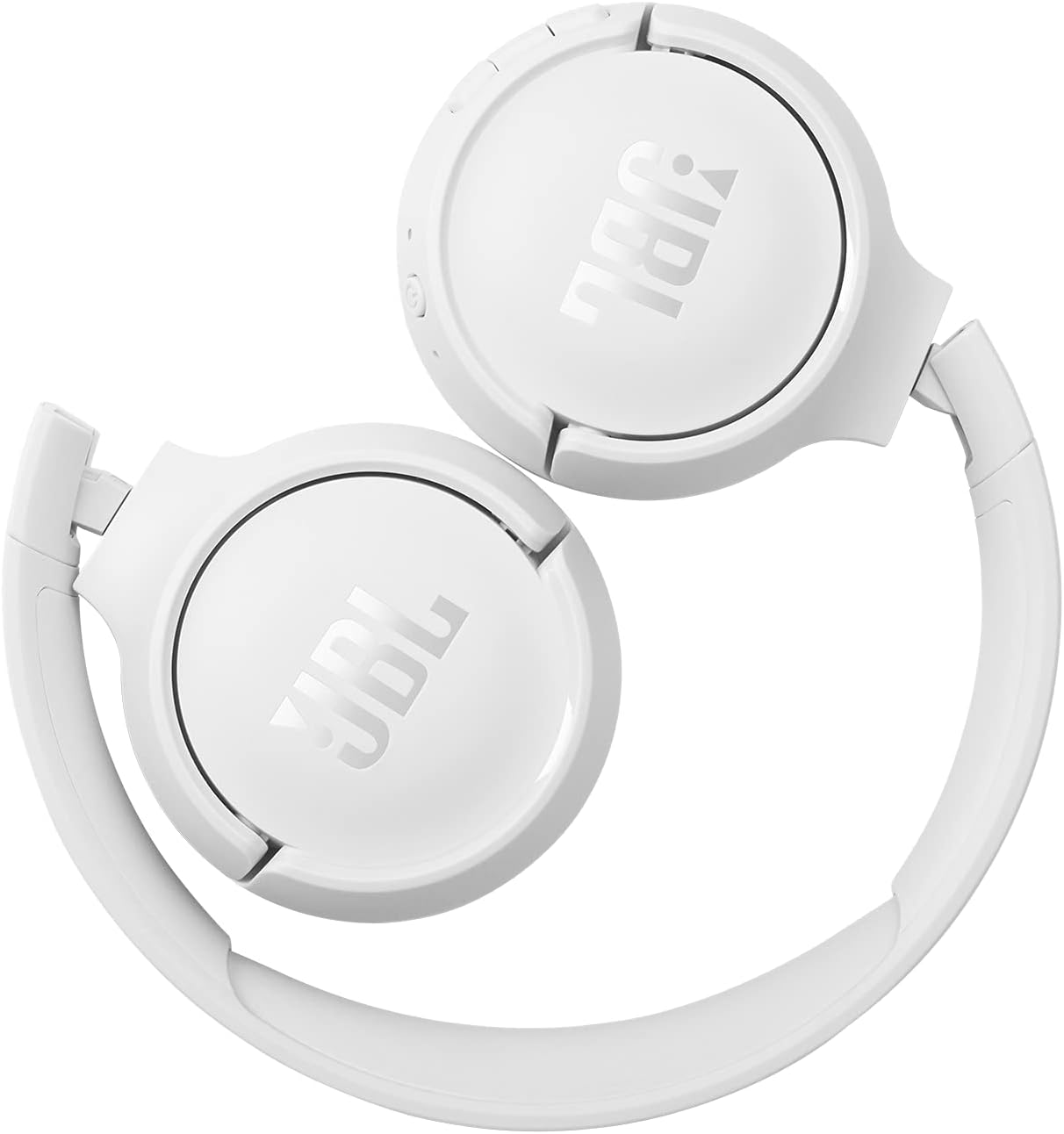 Fone de ouvido JBL 510BT Bluetooth branco sem fio dobrável com botões de controle e logo JBL