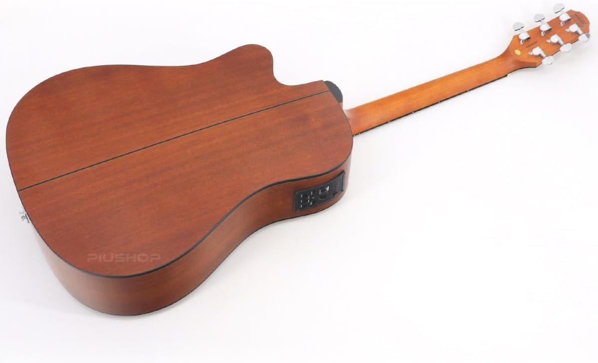 Verso do violão Strinberg SD200C MGS em mogno fosco com pré-amplificador lateral