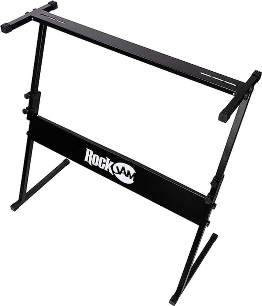 Suporte ajustável preto para teclado RockJam com logo