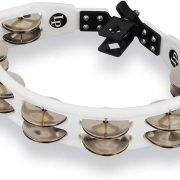 Pandeireta branca Latin Percussion LP162 com 12 pares de platinelas duplas e fixação para suporte