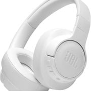 Fone de ouvido JBL Tune 710BT Bluetooth dobrável branco com almofadas acolchoadas e controles integrados