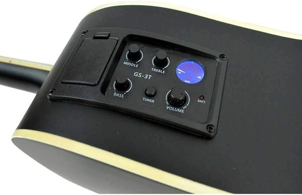 Equalizador GS-3T embutido com controles e afinador digital no violão Giannini GDC-1 CEQ preto satin