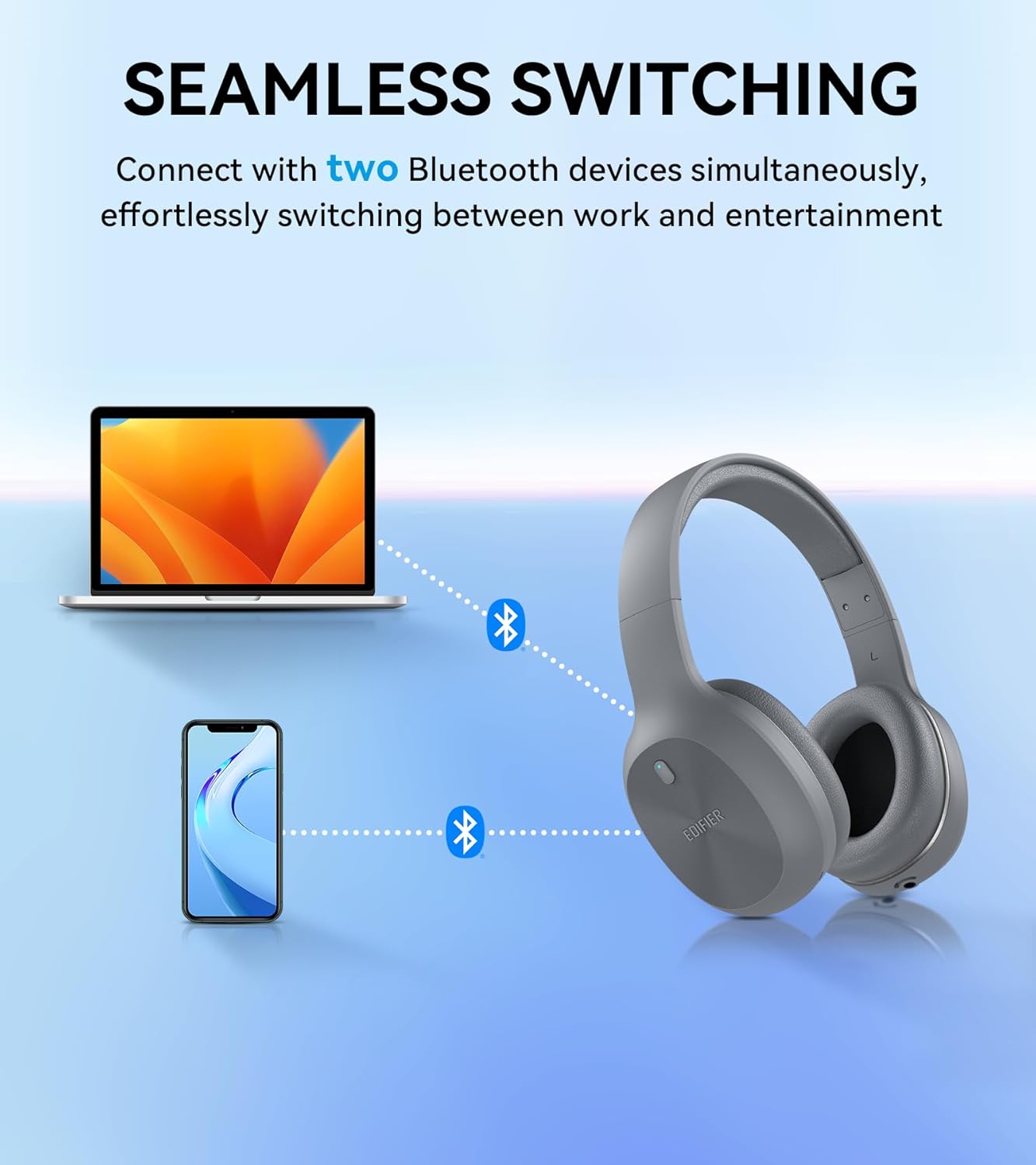 Fone Edifier W600BT com conexão simultânea a dois dispositivos Bluetooth