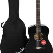 Violão acústico Fender CC-60s Concert Pack V2 preto com capa, correia, palhetas e cordas incluídos