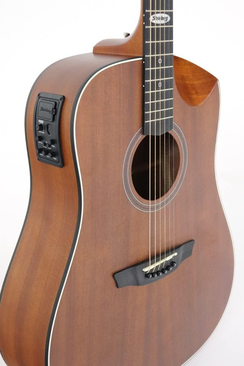 Violão Strinberg SD201HC detalhando captador eletrônico e acabamento fosco.