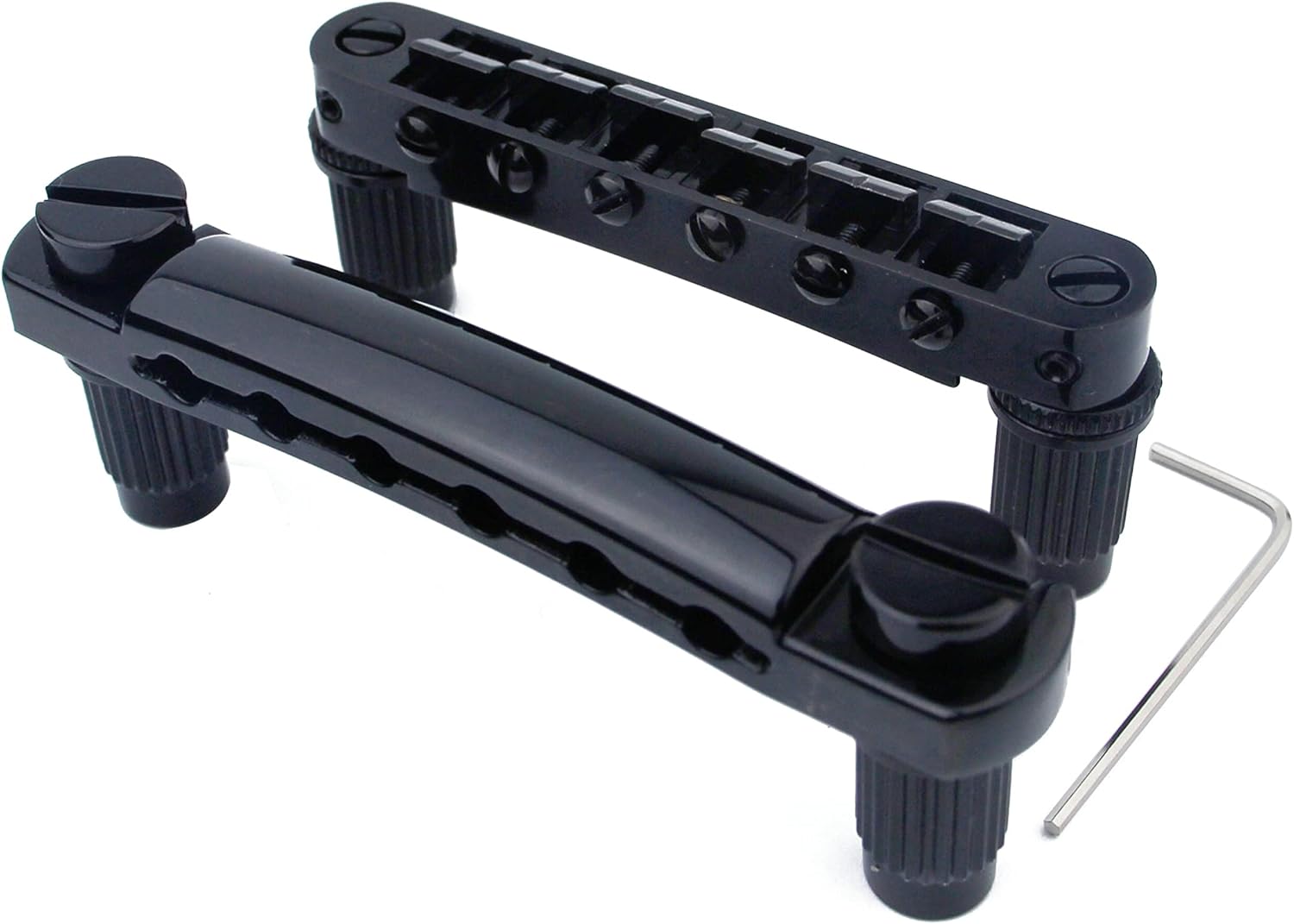 Guyker Tune-O-Matic ponte e barra de parada preta para guitarra com chave allen