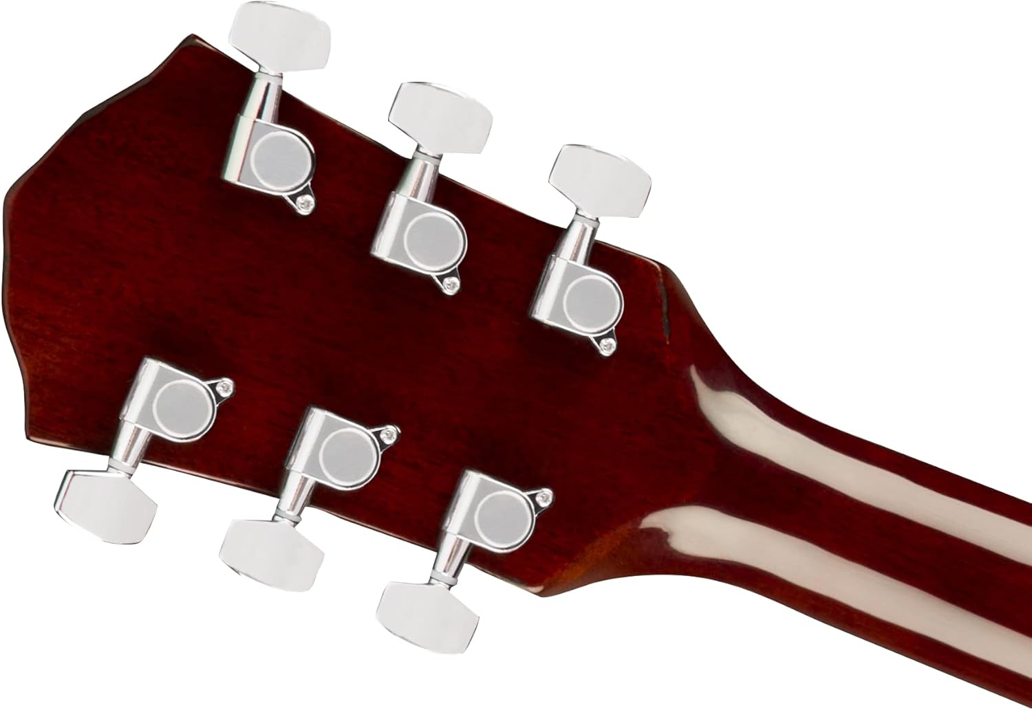 Parte traseira do headstock da guitarra Fender FA-125CE com tarraxas cromadas