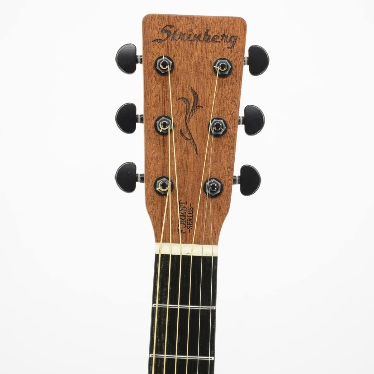 Cabeça do violão Strinberg Forest FS4D com logo da marca e tarraxas pretas