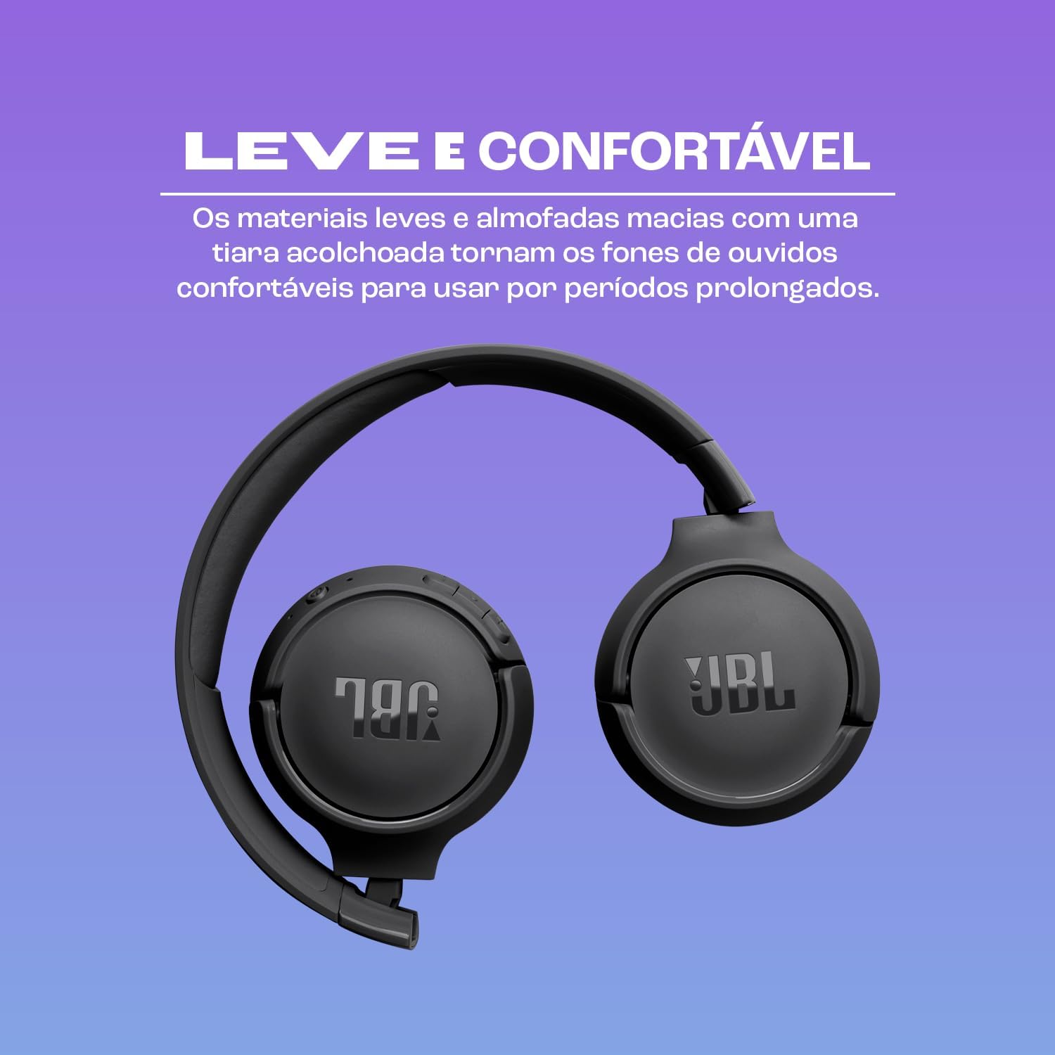 JBL Tune 520BT fone de ouvido leve e confortável com almofadas macias e faixa acolchoada