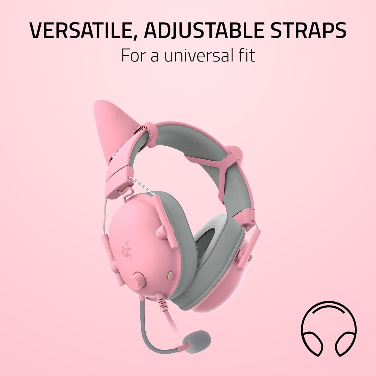 Headset com orelhas de gato Razer Kitty Ears V2 ajustáveis para encaixe universal