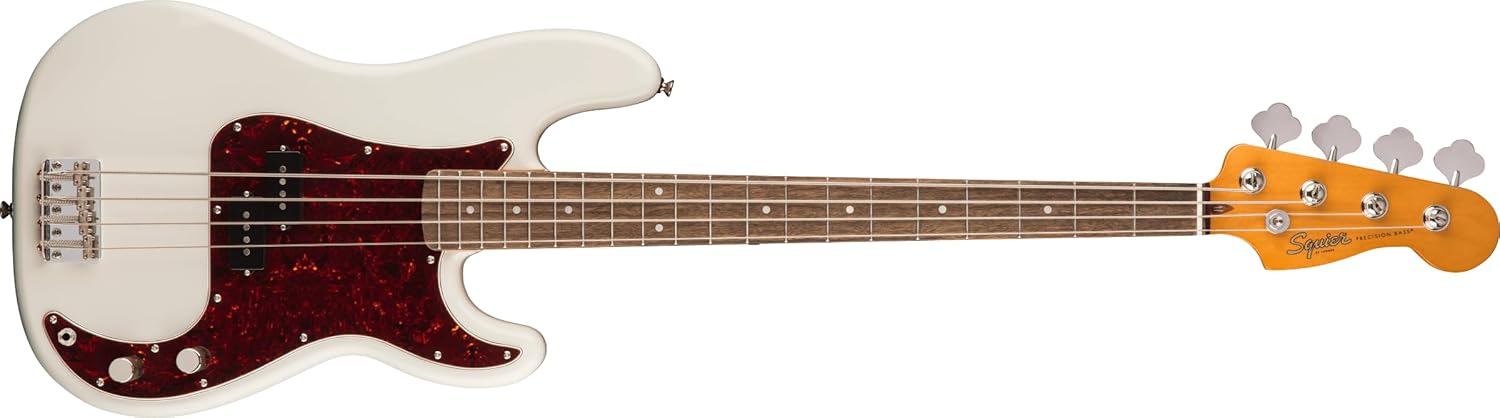 Contrabaixo Squier Classic Vibe '60s Precision Bass branco vintage com escudo tartaruga