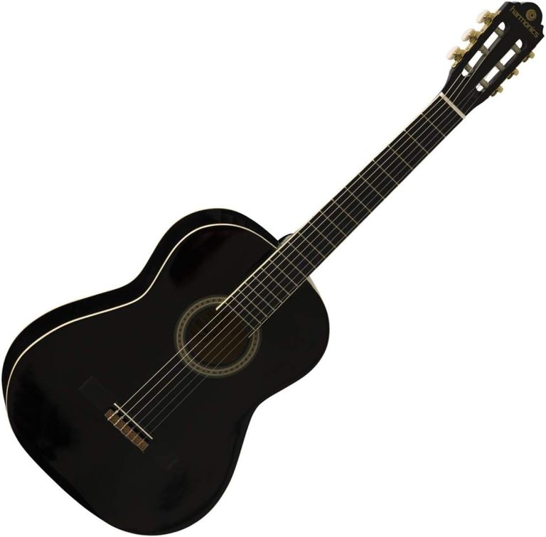 Violão acústico clássico Harmonics GNA-111 preto com cordas de nylon e tarraxas douradas
