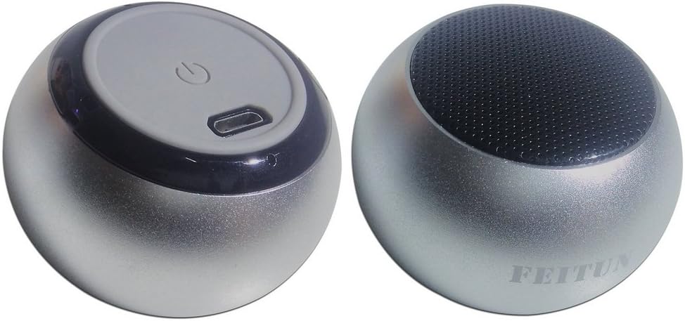 Caixinha de som Bluetooth mini speaker 3w Feitun Fn-0006 prata vista frontal e traseira