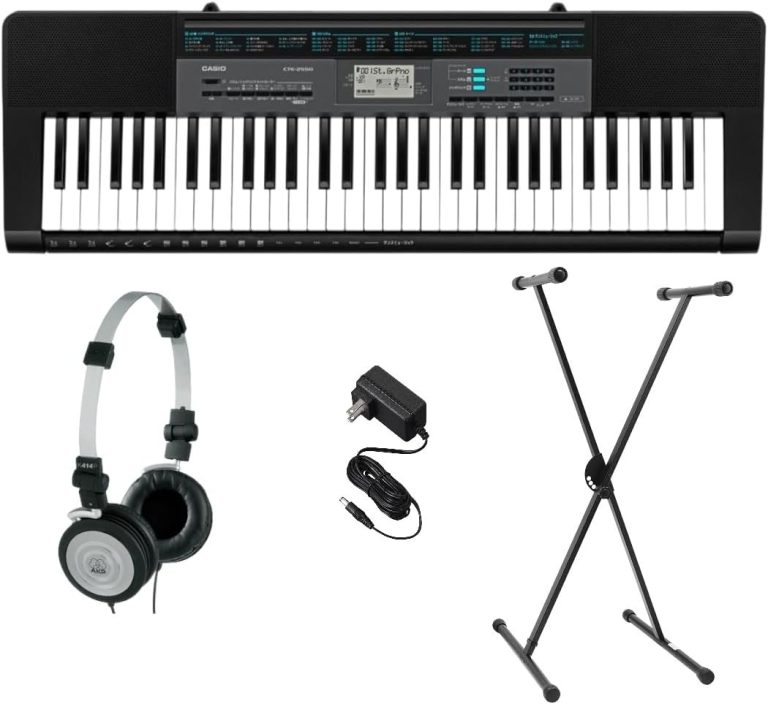 Teclado Casio CTK-2550 PPK com 61 teclas, suporte e fones de ouvido AKG inclusos