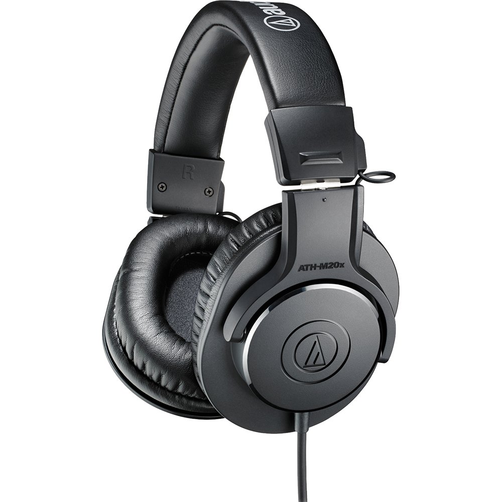 Fone de ouvido Audio Technica ATH-M20x over-ear preto com almofadas acolchoadas grandes