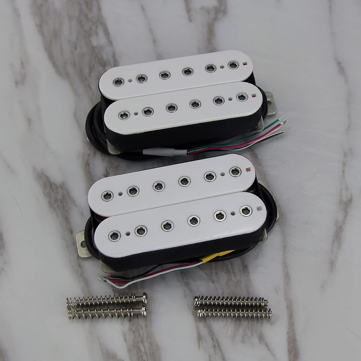 Conjunto de captadores Humbucker brancos para violão elétrico FLEOR Alnico 5 com parafusos