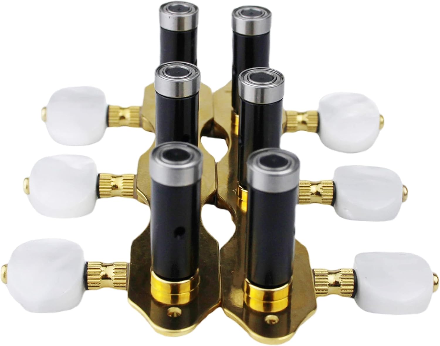 Sintonizadores de guitarra clássica dourados com botões de jade branco e quadro aberto