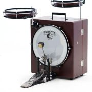 Toca Kickboxx Suitcase bateria portátil com estojo integrado marrom com tambores e pedaleira