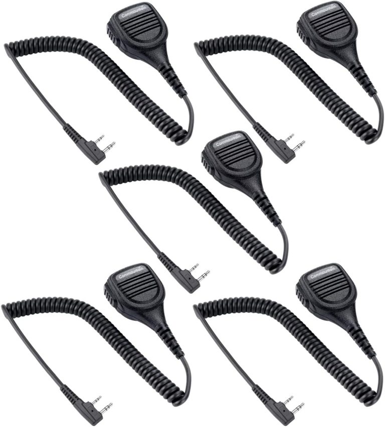 Microfone alto-falante resistente Commountain para rádio Kenwood e Baofeng com cabo espiralado e conector K2P