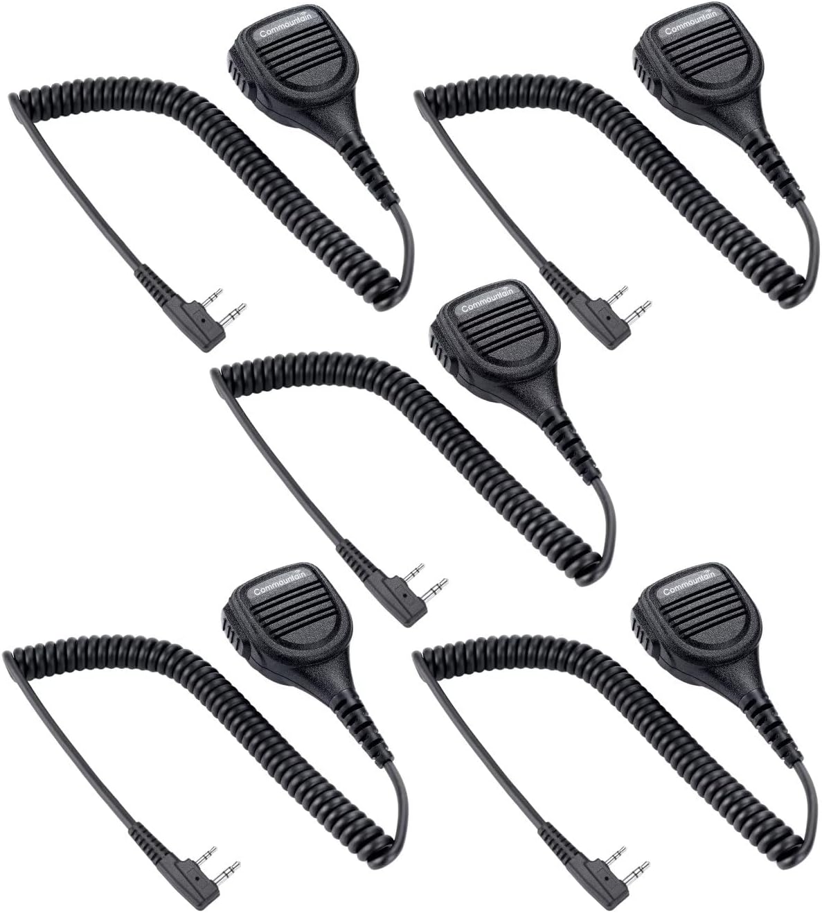 Microfone alto-falante resistente Commountain para rádio Kenwood e Baofeng com cabo espiralado e conector K2P
