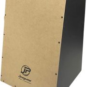 Cajon acústico Jaguar Percussion CJ1000 K2 com corpo preto e tampo de madeira clara com logo Jaguar Percussion