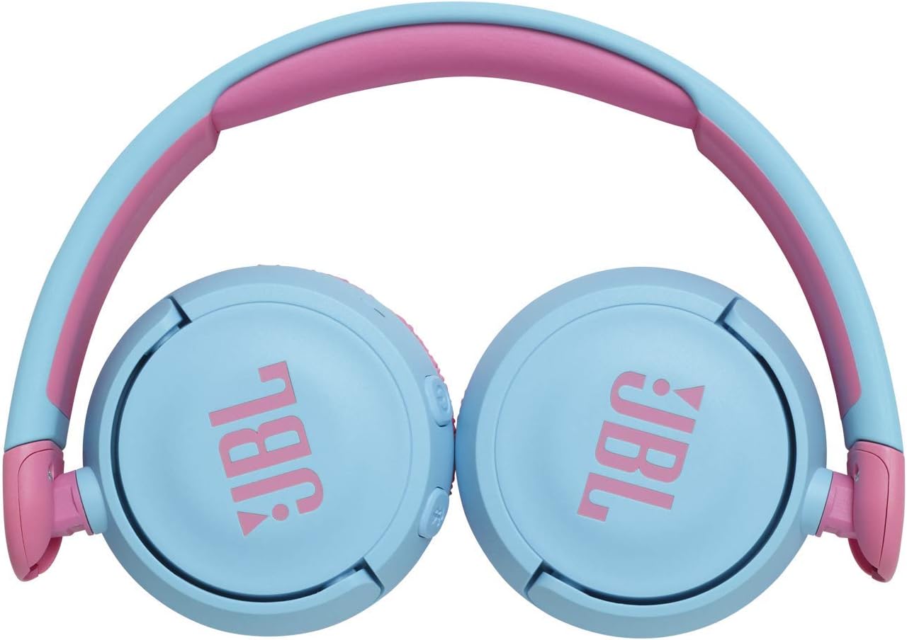 Fone de ouvido infantil JBL JR310BT azul claro e rosa com Bluetooth e limite de volume para crianças
