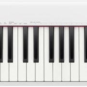 Piano digital Casio Casiotone CDP-S110 branco com 88 teclas visto de frente.