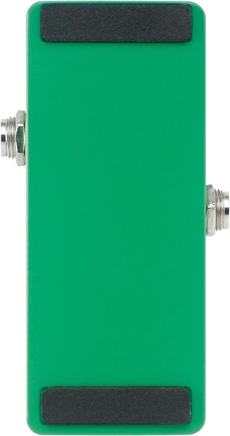 Base do pedal Ibanez Tube Screamer Mini verde com placas antiderrapantes pretas e conectores laterais metálicos