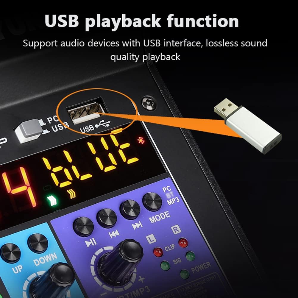 Mixer TEYUN A6 com função de reprodução USB para áudio com qualidade sem perdas