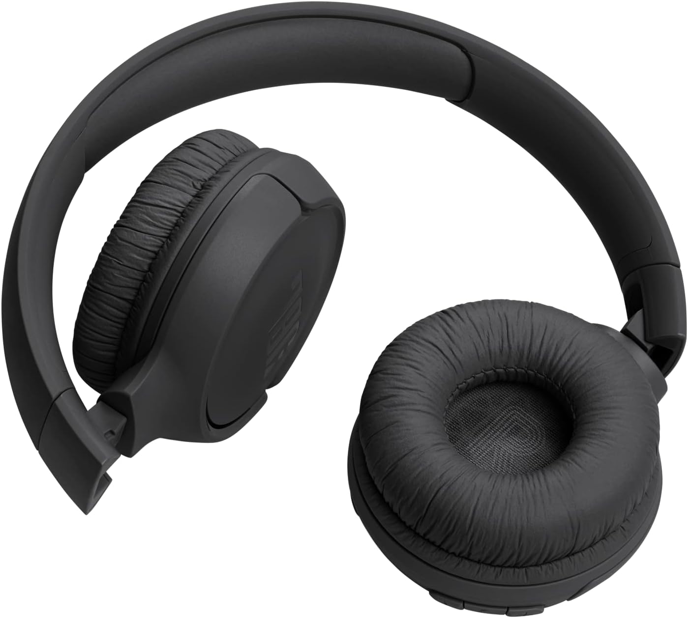 Fone de ouvido JBL Tune 520BT preto dobrável com almofadas acolchoadas e acabamento fosco