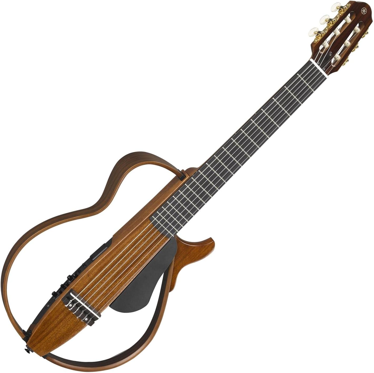 Violão elétrico silencioso Yamaha SLG200NW nylon natural com corpo semiaberto e tarraxas douradas