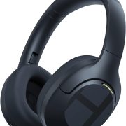 Fones de ouvido sem fio Haylou S35 azul-marinho com design confortável e acabamento fosco.