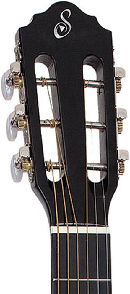 Cabeça do violão clássico Giannini S-14 verniz brilhante preto com tarraxas cromadas e logo branco