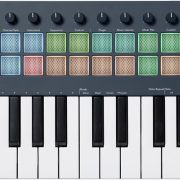 Novation FLKey Mini teclado MIDI compacto com 25 mini teclas e pads iluminados coloridos