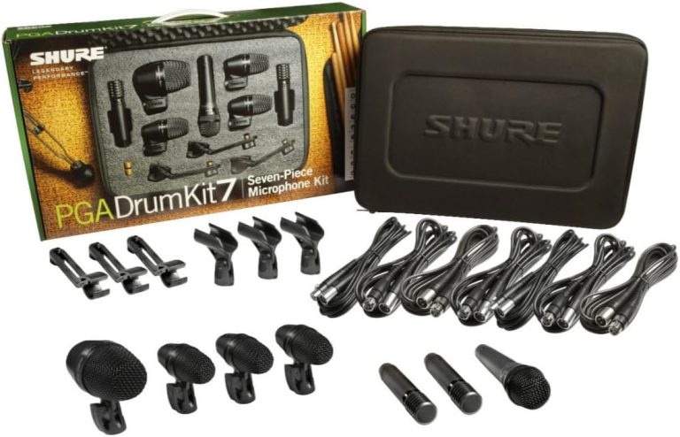 Kit Shure PGA DrumKit7 com 7 microfones para bateria, cabos e suporte em maleta preta