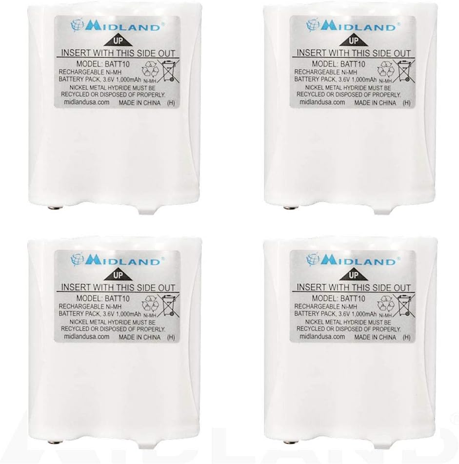 Pack 4 baterias recarregáveis Midland BATT10 Ni-MH 3.6V 1000mAh brancas