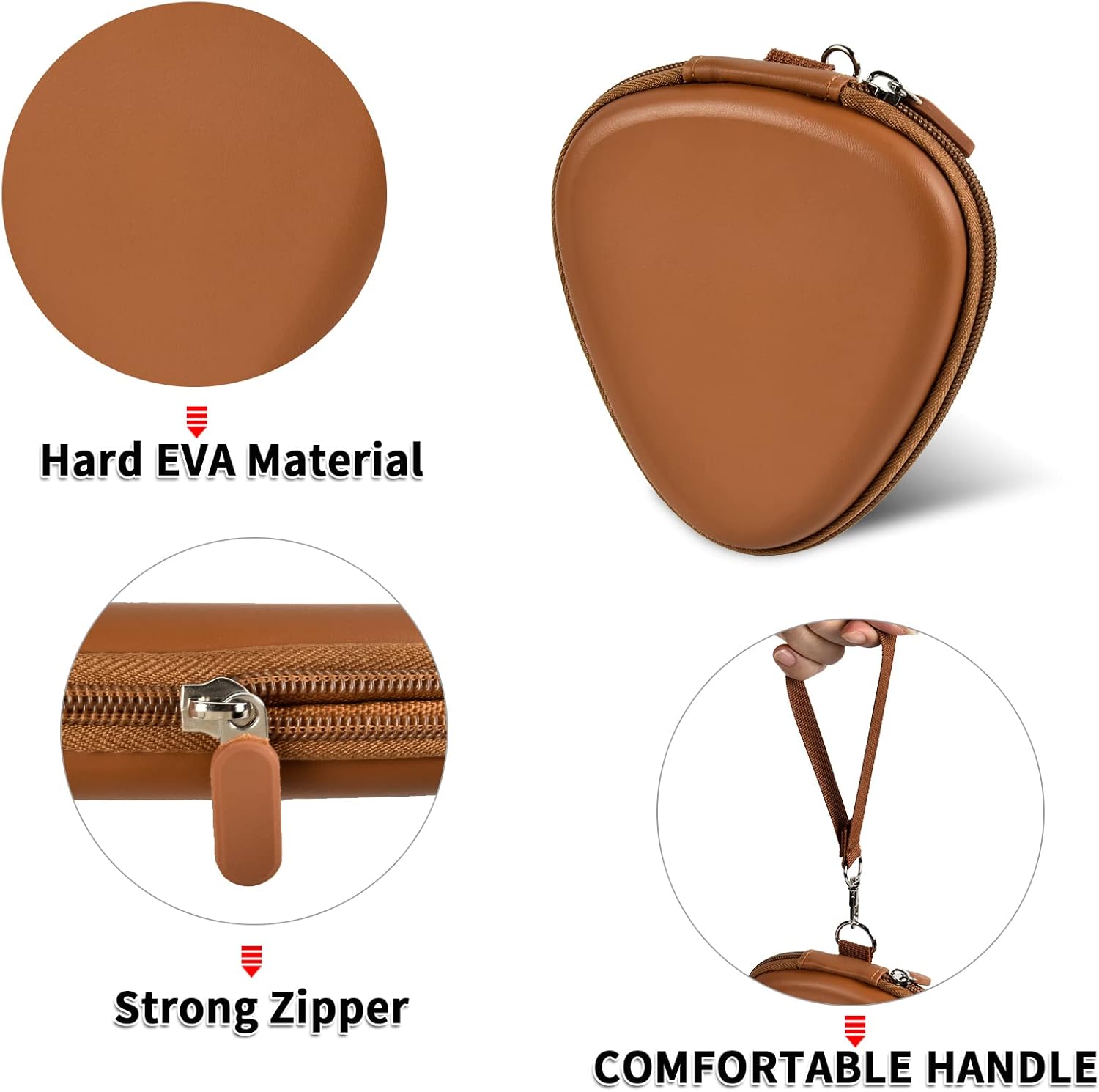 Estojo triangular marrom para guitarra em EVA rígido com zíper forte e alça confortável.