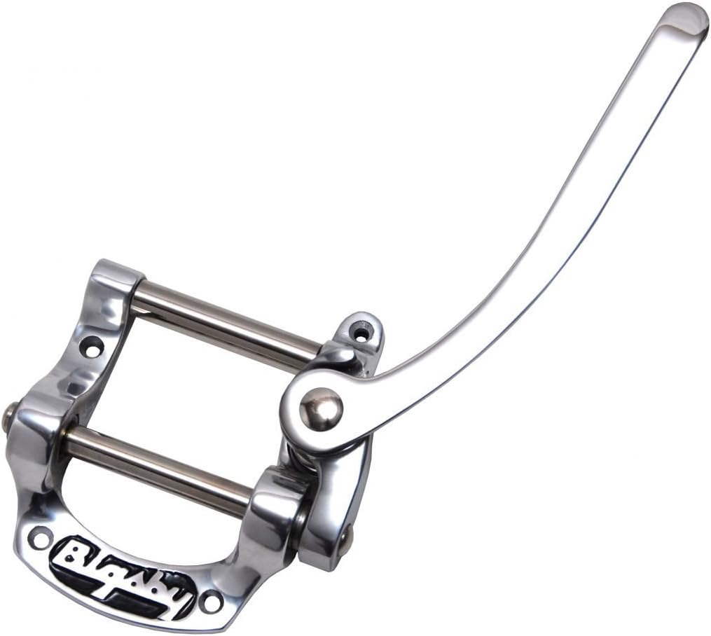 Bigsby B5 vibrato para guitarra elétrica em alumínio com acabamento prateado e alavanca longa curva
