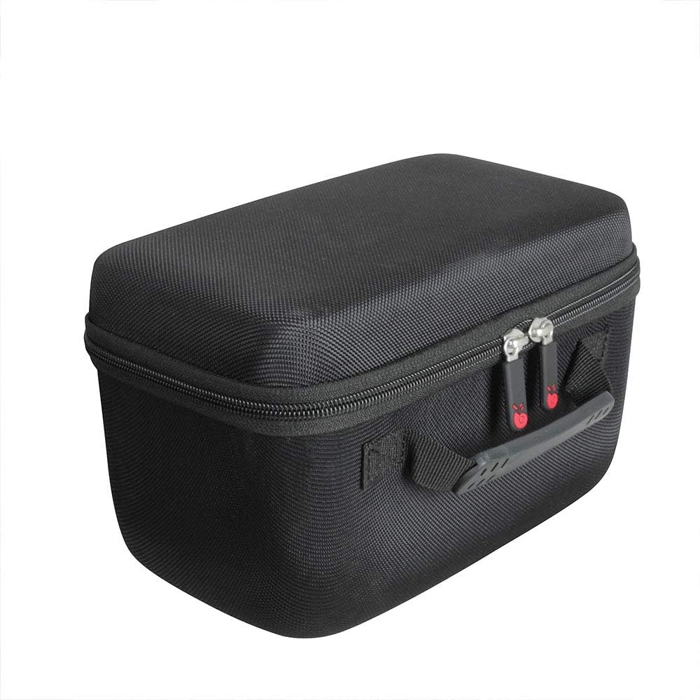 Capa de viagem Hermitshell preta resistente para microfone Blue Yeti USB vista lateral com alça de transporte.