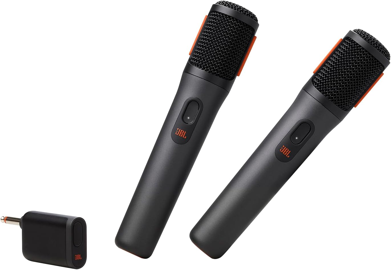 JBL Microfones digitais sem fio PartyBox com transmissor, cor preta e detalhes laranja