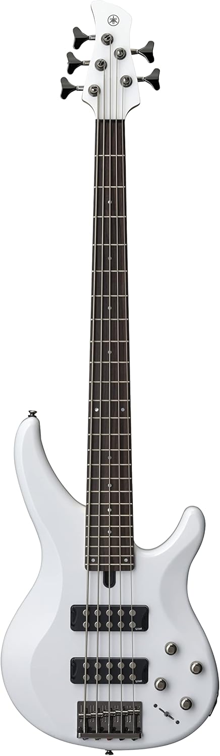 Contrabaixo Yamaha TRBX305 5 cordas branco com captadores cerâmicos ativos