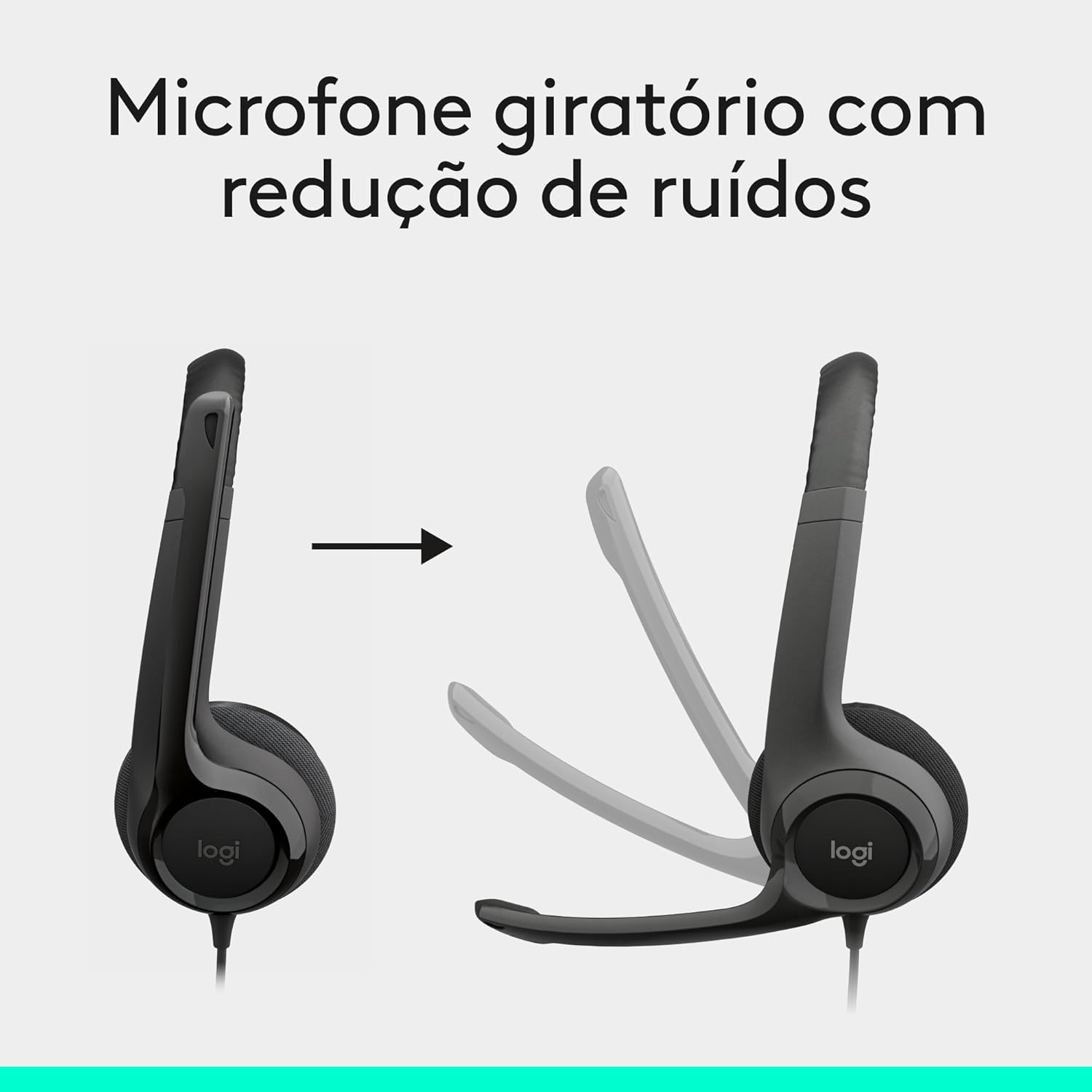 Microfone giratório com redução de ruídos do headset Logitech H390