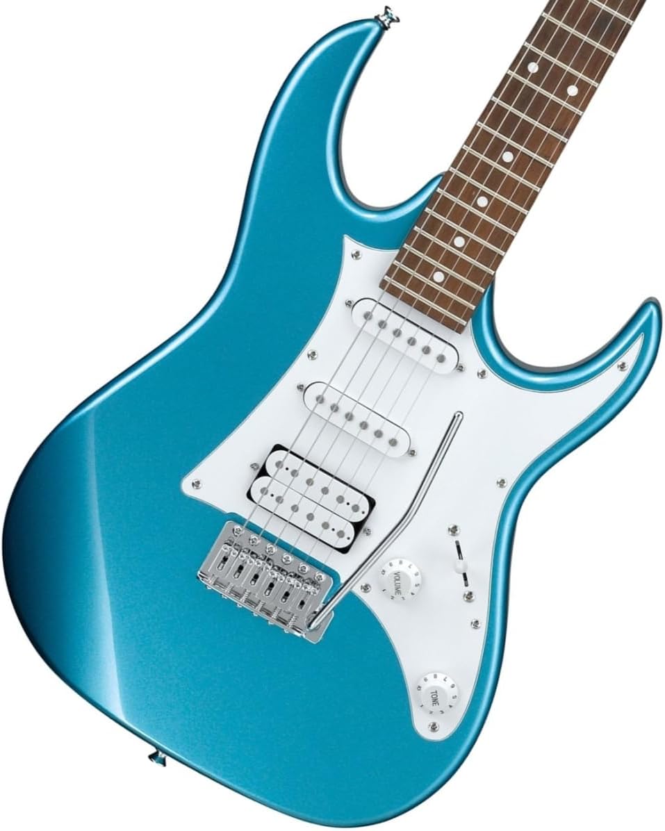 Guitarra elétrica Ibanez Gio GRX40 azul metálico claro com captadores HSS e braço de madeira.