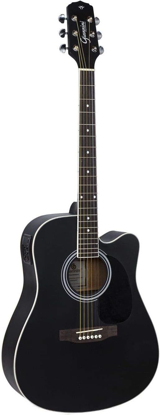 Violão eletroacústico Giannini GDC-1 CEQ dreadnought preto satin com equalizador e afinador digital