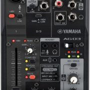 Mesa de Som Yamaha AG03MK2 preta com efeitos DSP e múltiplas entradas e controles de áudio