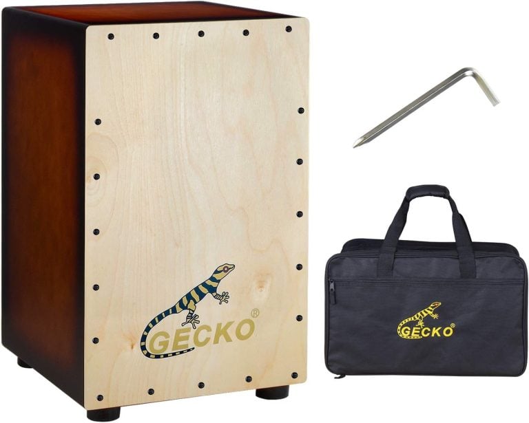 Cajon GECKO BOX feito de bétula com cordas ajustáveis, acompanha chave Allen e bolsa preta para transporte