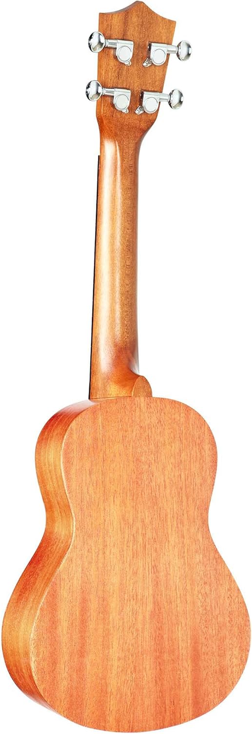 Verso do ukulele Shelby SU23M Concerto com corpo e braço em mogno e tarraxas cromadas