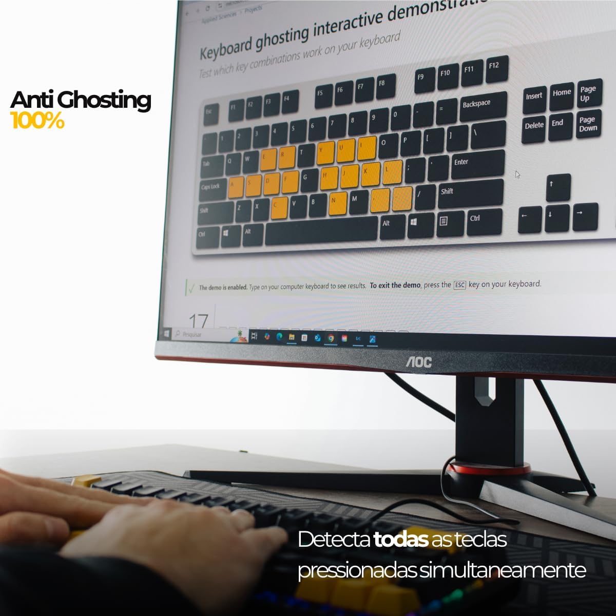 Teclado mecânico gamer Titorion com 100% Anti Ghosting detectando todas as teclas simultâneas